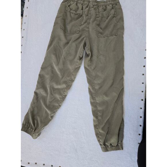 Love Tree Women's Olive Green Linen Joggers | Tapered Leg | Sz. Medium - Picture 7 of 8